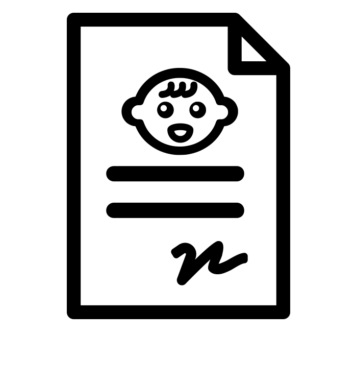 Graphic of a birth certificate.